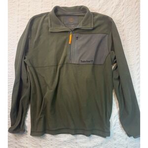 Timberland Fleece Pullover Mens L Green Quarter Zip Outdoor Jacket